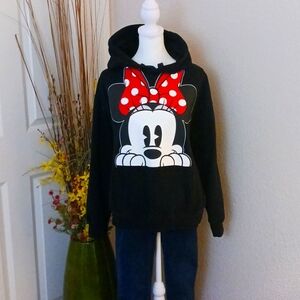 Disney Black Minnie Mouse Hoodie with Red Bow